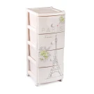 Пластиковый комод узкий 4-х секционный (С декором Париж)