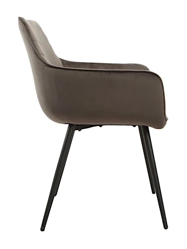 DC834 Стул мягкий с подлокотниками, АНТРАЦИТ#G62-15 велюр, каркас металл черный