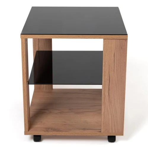 Стол журнальный BeautyStyle 6 дуб крафт золотой/стекло черное