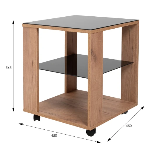 Стол журнальный BeautyStyle 6 дуб крафт золотой/стекло черное