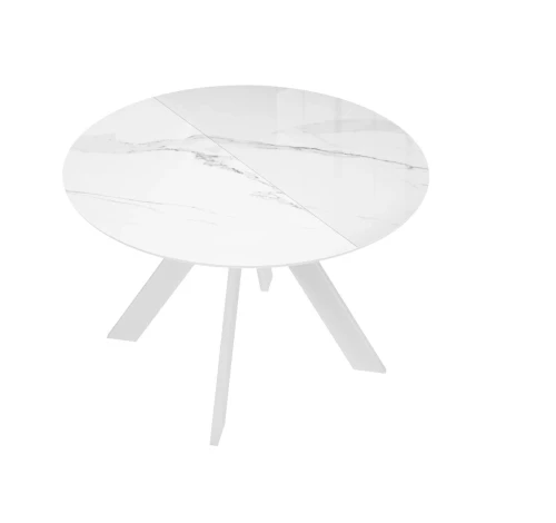 Стол DikLine SFC100 d1000 стекло Оптивайт Белый мрамор/подстолье белое