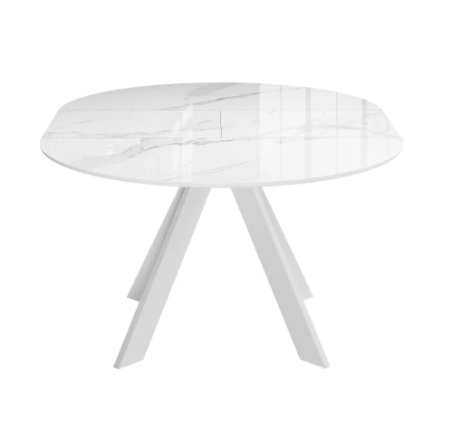 Стол DikLine SFC100 d1000 стекло Оптивайт Белый мрамор/подстолье белое