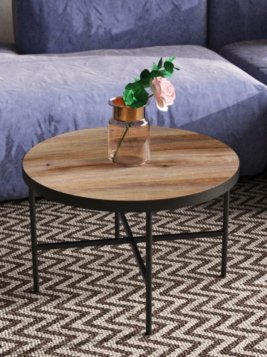 Стол журнальный МеталлАрт М011 БОЛЬШОЙ коричневый дуб/черный