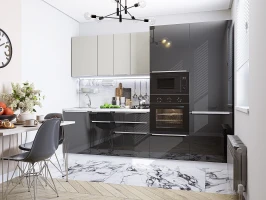 Кухня прямая модульная Фьюжн-07 Silky Light Grey/Anthracite Silky Light Grey/Anthracite 2140*2700*600