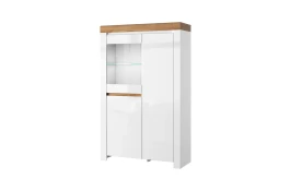 Шкаф с витриной 1V2D, TAURUS, цвет белый\дуб вотан