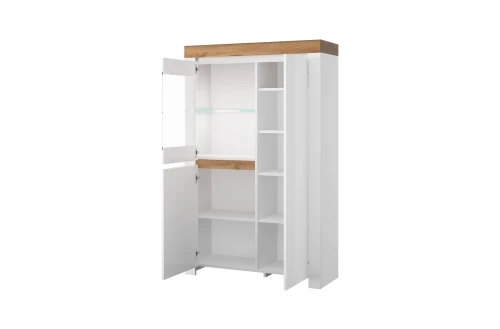 Шкаф с витриной 1V2D, TAURUS, цвет белый\дуб вотан