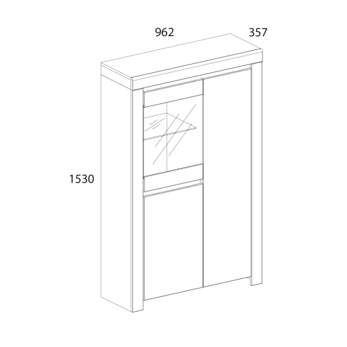 Шкаф с витриной 1V2D, TAURUS, цвет белый\дуб вотан