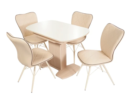 Стол Корсика,  Дуб выбеленный/Стекло молочное