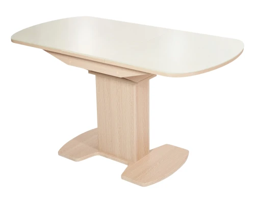 Стол Корсика,  Дуб выбеленный/Стекло молочное