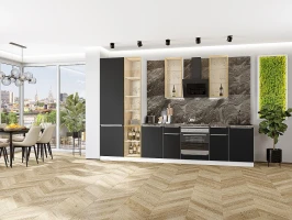 Кухонный гарнитур Фьюжн-08 Stormy Silk Белый