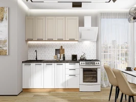 Кухонный гарнитур Нео-01 Cream Silk/White Silk