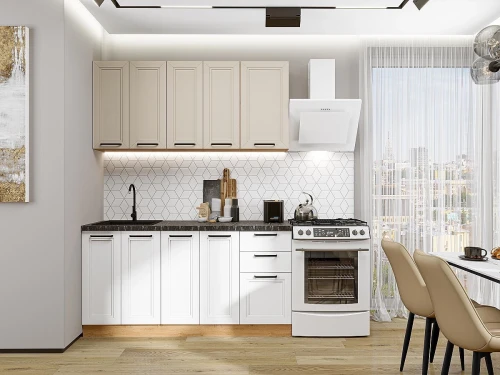 Кухонный гарнитур Нео-01 Cream Silk/White Silk