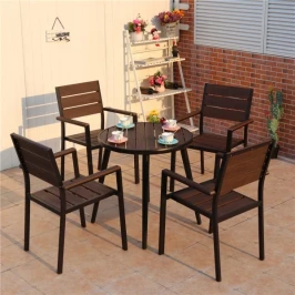 Комплект мебели из литого алюминия с ДПК стол D.70 см ПОЛИВУД-3 + 4 кресел ПОЛИВУД-3