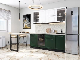 Готовый кухонный гарнитур Дублин-03 Special White/Special Green Graphite