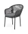 "Лион" стул плетеный из роупа, каркас из стали темно-серый (RAL7024) шагрень, роуп темно-серый круглый, ткань серая