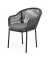 "Лион" стул плетеный из роупа, каркас из стали темно-серый (RAL7024) шагрень, роуп темно-серый круглый, ткань серая