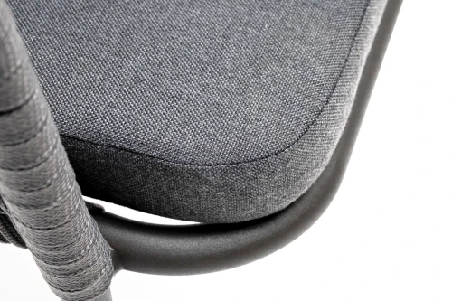 "Бордо" стул плетеный из роупа (колос), каркас алюминий серый (RAL7022) муар, роуп серый 15мм, ткань темно-серая 027