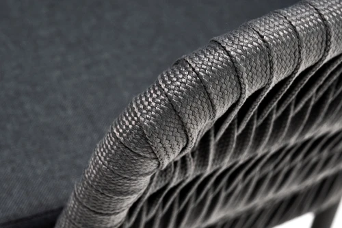 "Бордо" стул плетеный из роупа (колос), каркас алюминий серый (RAL7022) муар, роуп серый 15мм, ткань темно-серая 027