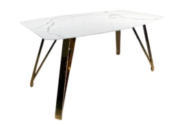 Стол обеденный Соар-2 F-1690,160х90х76 см, бело-серая керамика/золото