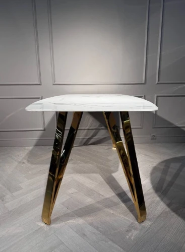 Стол обеденный Соар-2 F-1690,160х90х76 см, бело-серая керамика/золото