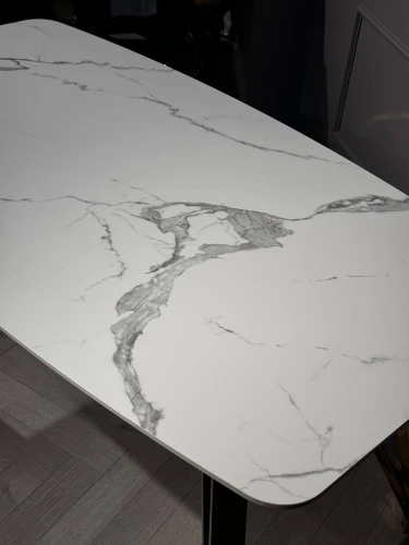 Стол обеденный Соар-2 F-1690,160х90х76 см, бело-серая керамика/золото