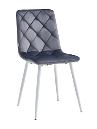 DC210 Стул мягкий, ТЕМНО-СЕРЫЙ#G62-40 велюр, каркас металл белый КРУГЛЫЙ