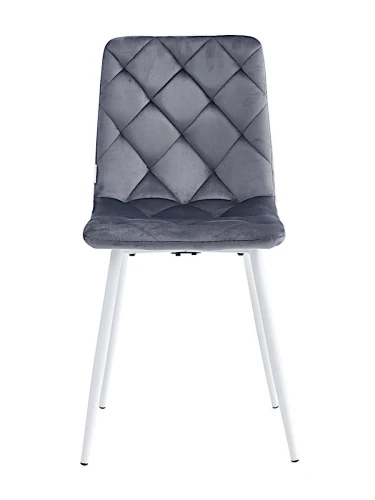 DC210 Стул мягкий, ТЕМНО-СЕРЫЙ#G62-40 велюр, каркас металл белый КРУГЛЫЙ