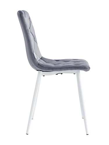 DC210 Стул мягкий, ТЕМНО-СЕРЫЙ#G62-40 велюр, каркас металл белый КРУГЛЫЙ