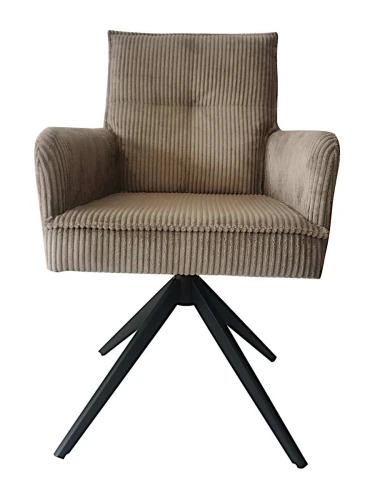 DC24008B Стул мягкий поворотный 180* с подлокот, КАКАО, каркас металл черный КВАДРАТ