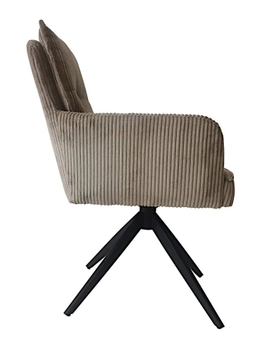 DC24008B Стул мягкий поворотный 180* с подлокот, КАКАО, каркас металл черный КВАДРАТ