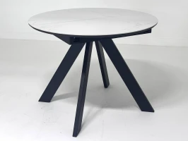 Стол БОНЖУР 100 БЕЛЫЙ МРАМОР, керамика / ЧЕРНЫЙ каркас М-City