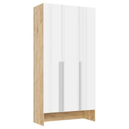 Шкаф трехстворчатый Луна, Браш Вайт, Дуб крафт