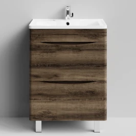 Тумба Адель 60 напольный, Дуб крымский коричневый ПВХ 131005-9005 Vodok с раковиной в комплекте