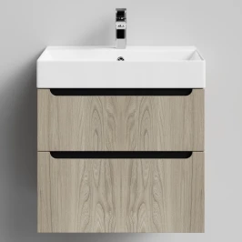 Тумба Бонум 1, 60 подвесной, Дуб цвет 22 Vodok с раковиной в комплекте
