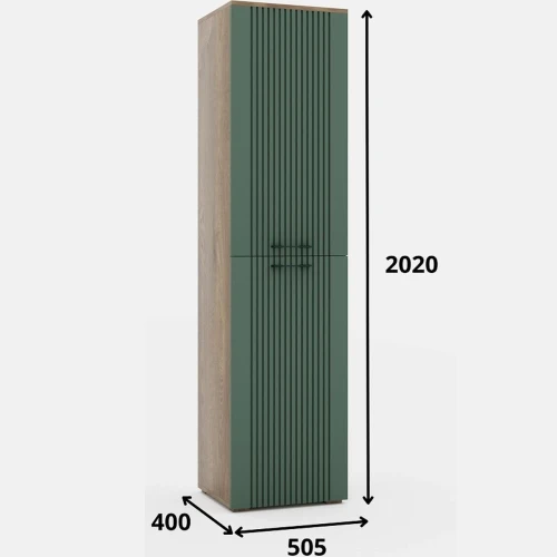 Шкаф «Монреаль» 2Д КМК 0986.1, дуб канзас/зеленый матовый