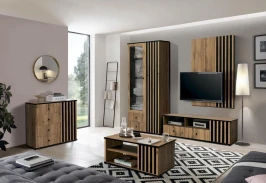 Модульная гостиная Либерти 2 (опора h20) Дуб вотан/Черный