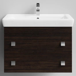 Тумба Квадро 80 подвесной, Палисандр ПВХ 43101 Vodok с раковиной в комплекте