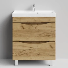 Тумба Лайт 70 напольный, Дуб Тортуга ПВХ 2357-43 Vodok с раковиной в комплекте