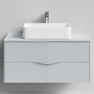 Тумба Липс 100, пример RAL 7040 Серое окно, матовая, 2 ящика, подвесной Vodok с раковиной в комплекте