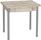 Эко 80х60 стол обеденный раскладной с ящиком / Дуб сонома/металлик Эко 80х60 стол обеденный раскладной с ящиком / Дуб сонома/металлик