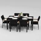 Обеденная группа CANA  BONTA  каркас карбон / стол стекло 180 / ткань черная Обеденная группа CANA  BONTA  каркас карбон / стол стекло 180 / ткань черная