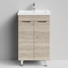 Тумба Смайл 50 напольный, Дубослив ореховый светлый ПВХ 3445 Vodok с раковиной в комплекте