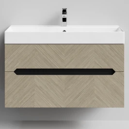 Тумба Элато 100 подвесной, Дуб цвет 22 Vodok с раковиной в комплекте