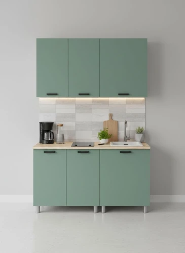 Готовый кухонный гарнитур МК Аленушка 1,4м Орешник Матовая Мята,скоба черный,сонома (без столешницы)