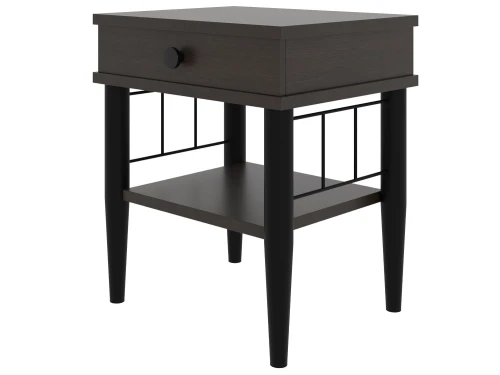 Тумба прикроватная ЛОРИ ММД 207, черный/венге темный