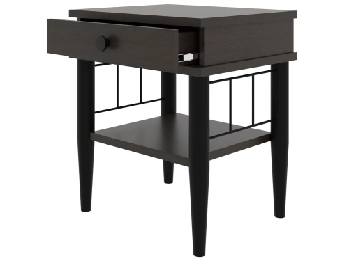 Тумба прикроватная ЛОРИ ММД 207, черный/венге темный