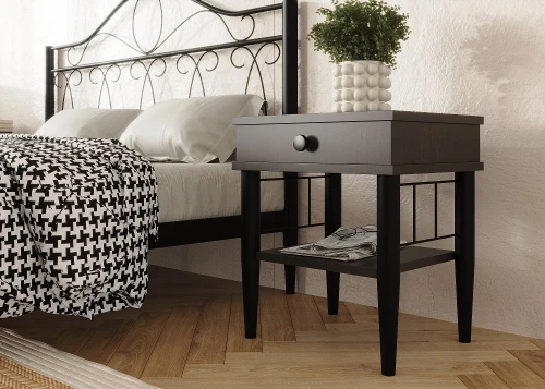 Тумба прикроватная ЛОРИ ММД 207, черный/венге темный