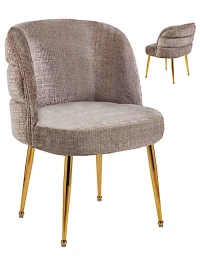 DC1288 Стул мягкий, КОРИЧНЕВЫЙ велюр, каркас металл золото