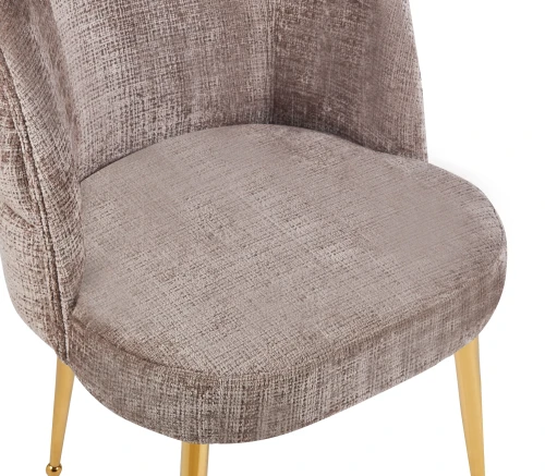 DC1288 Стул мягкий, КОРИЧНЕВЫЙ велюр, каркас металл золото