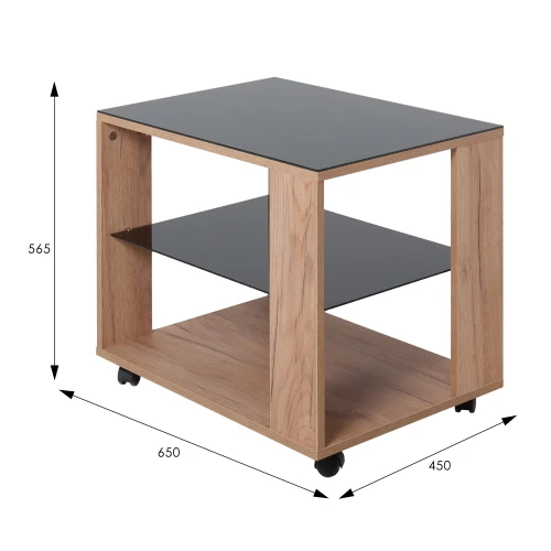 Стол журнальный BeautyStyle 5 дуб крафт золотой/стекло черное